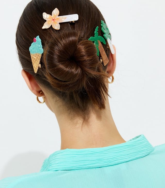 New Look Pack of 4 Multi Colour Tropical Slide Hair Clips New Look - 2