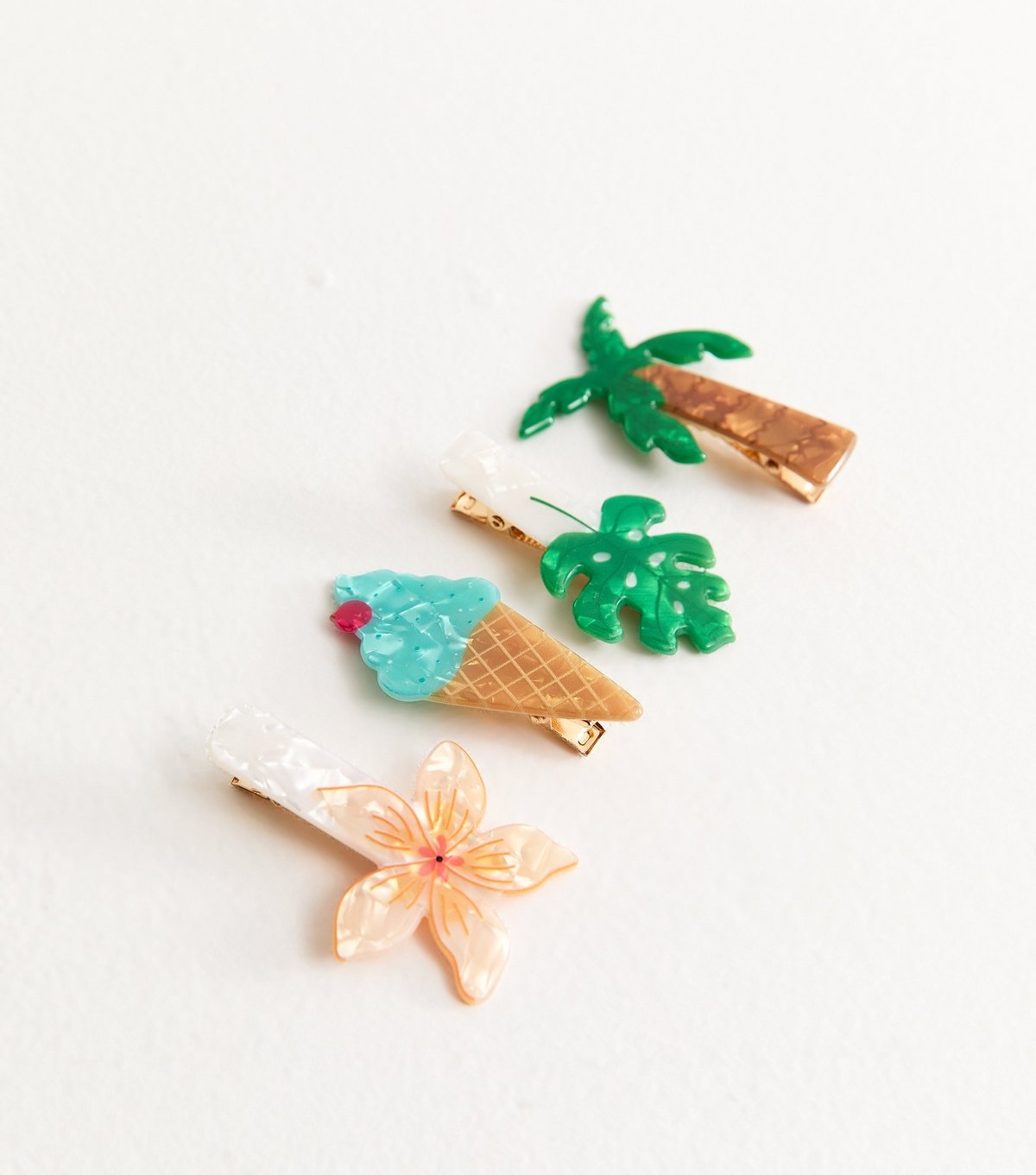 New Look Pack of 4 Multi Colour Tropical Slide Hair Clips New Look - 3