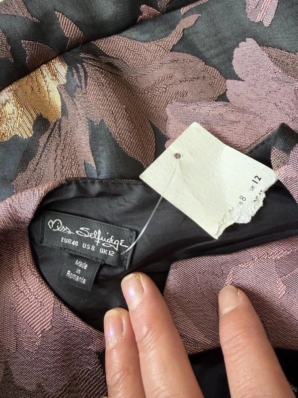 Miss Selfridge Miss Selfridge Floral Jacquard Prom Dress UK 12 Pink Gold Occasion Dress NWT - 1
