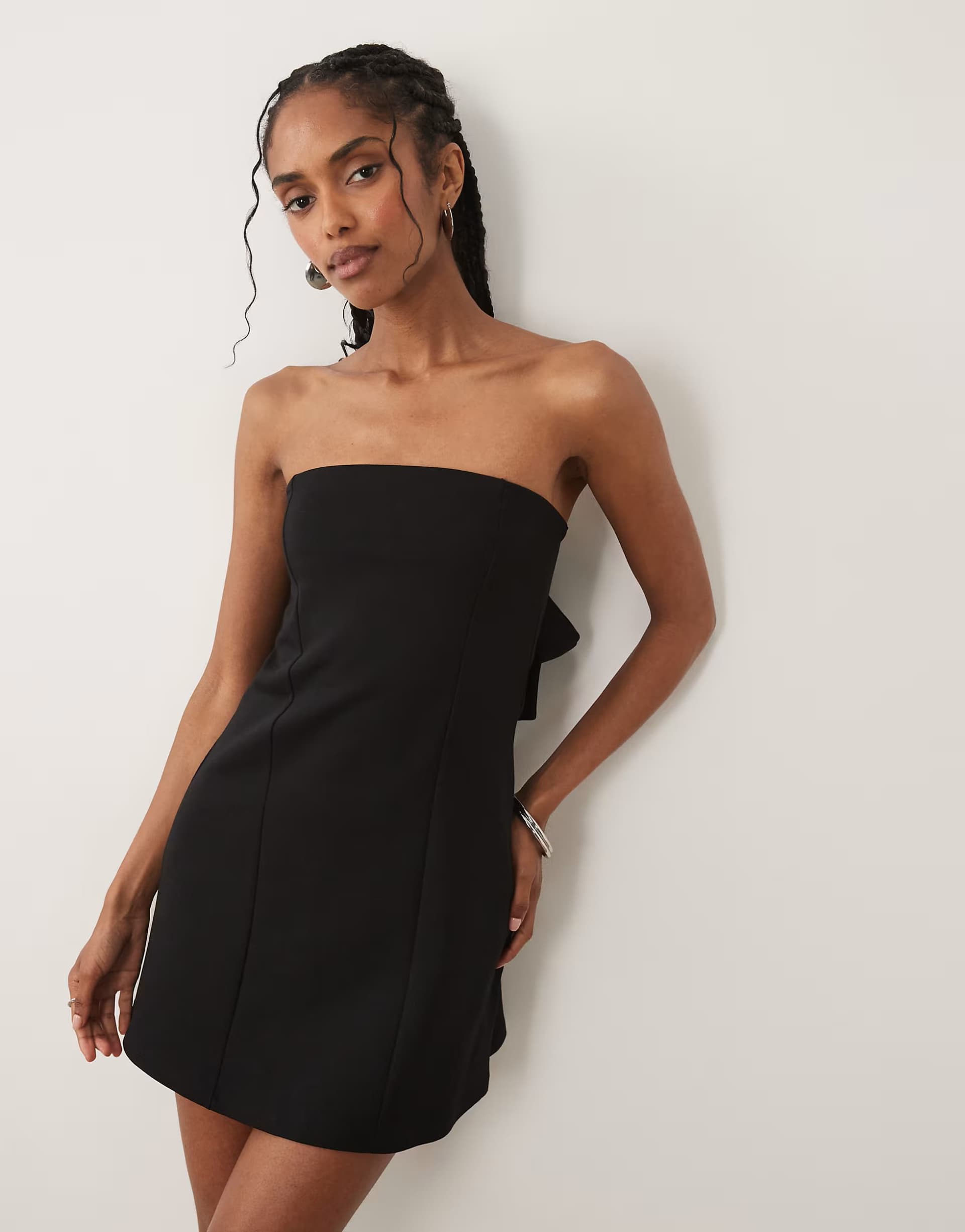 ASOS New Look bow back bandeau mini dress in black