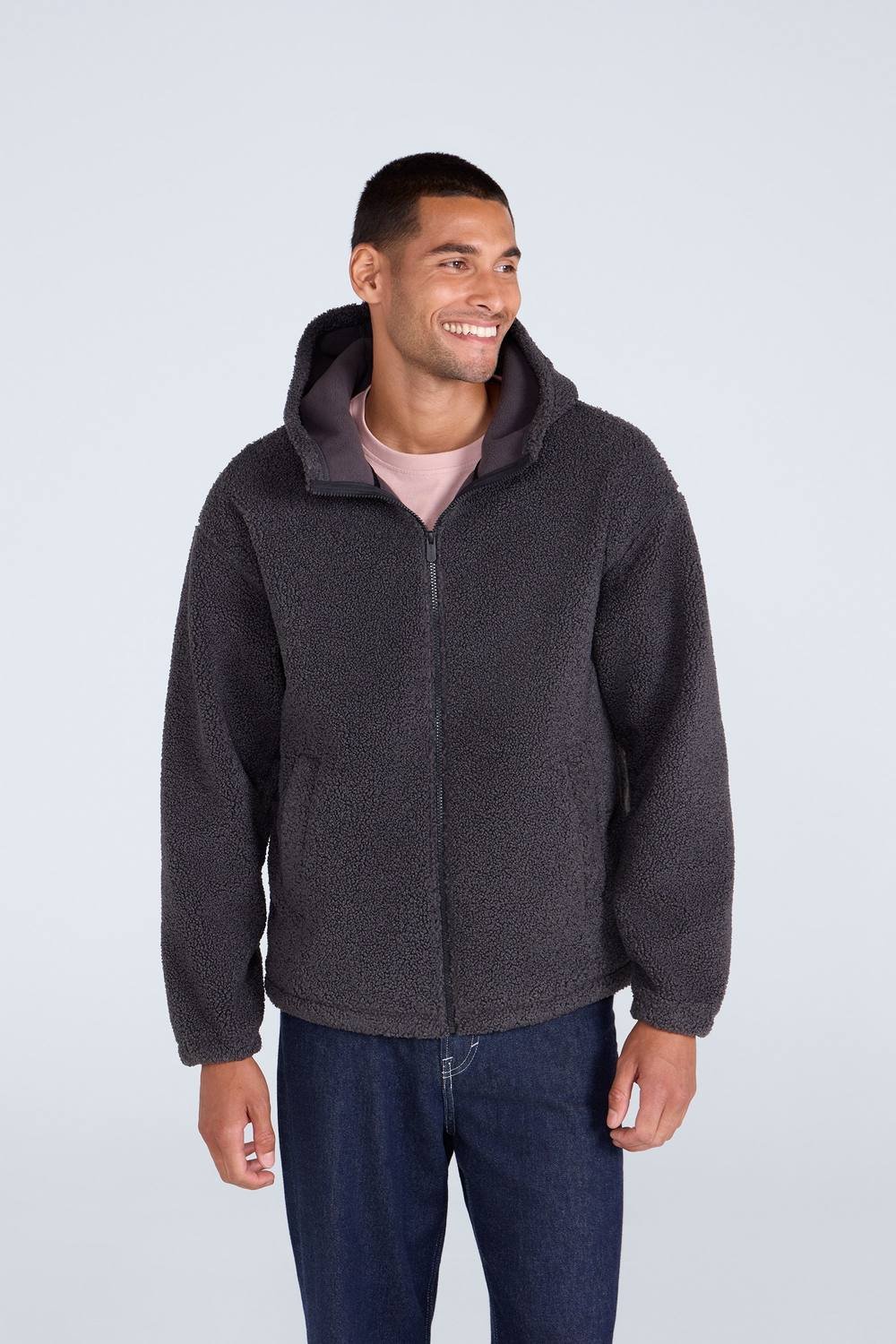 Animal Animal Men's 'Waeys' Warm Comfortable Windproof Casual Outdoor Borg Fleece Jumper in Charcoal - 2