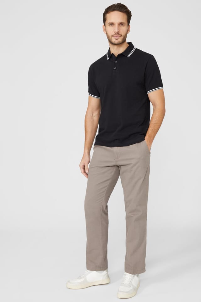 Maine Maine Men's Pique Tipped Polo Shirt in Black - 2