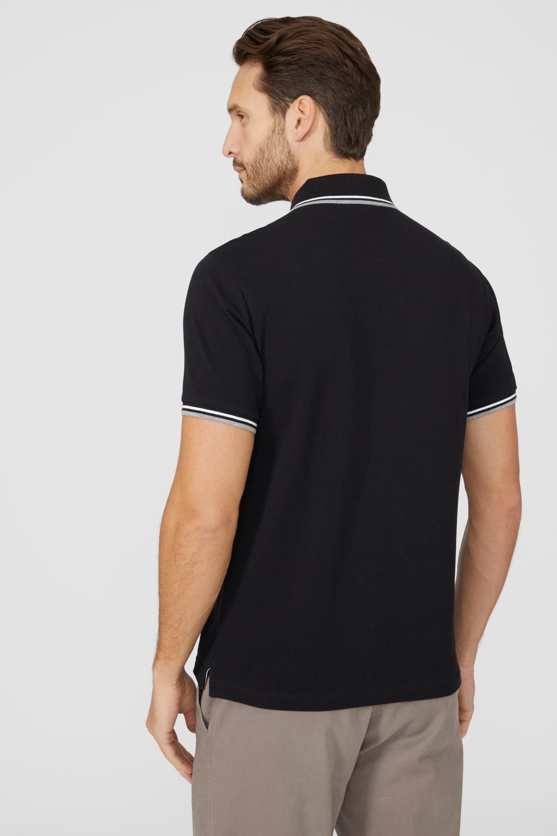 Maine Maine Men's Pique Tipped Polo Shirt in Black - 4