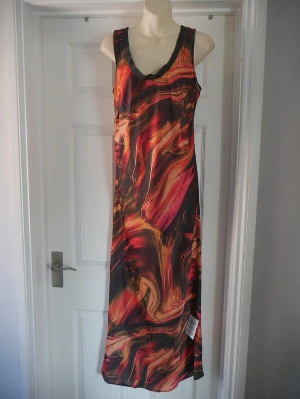 ASOS ASOS Design Maxi Dress UK 10 Abstract Marble Print Sleeveless Occasion Holiday - 1
