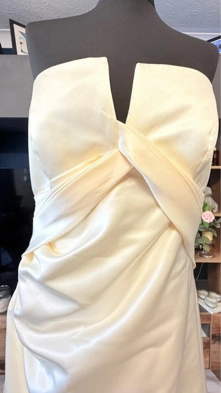 Lola Grey Cream Satin Maxi Wedding Dress Size 18