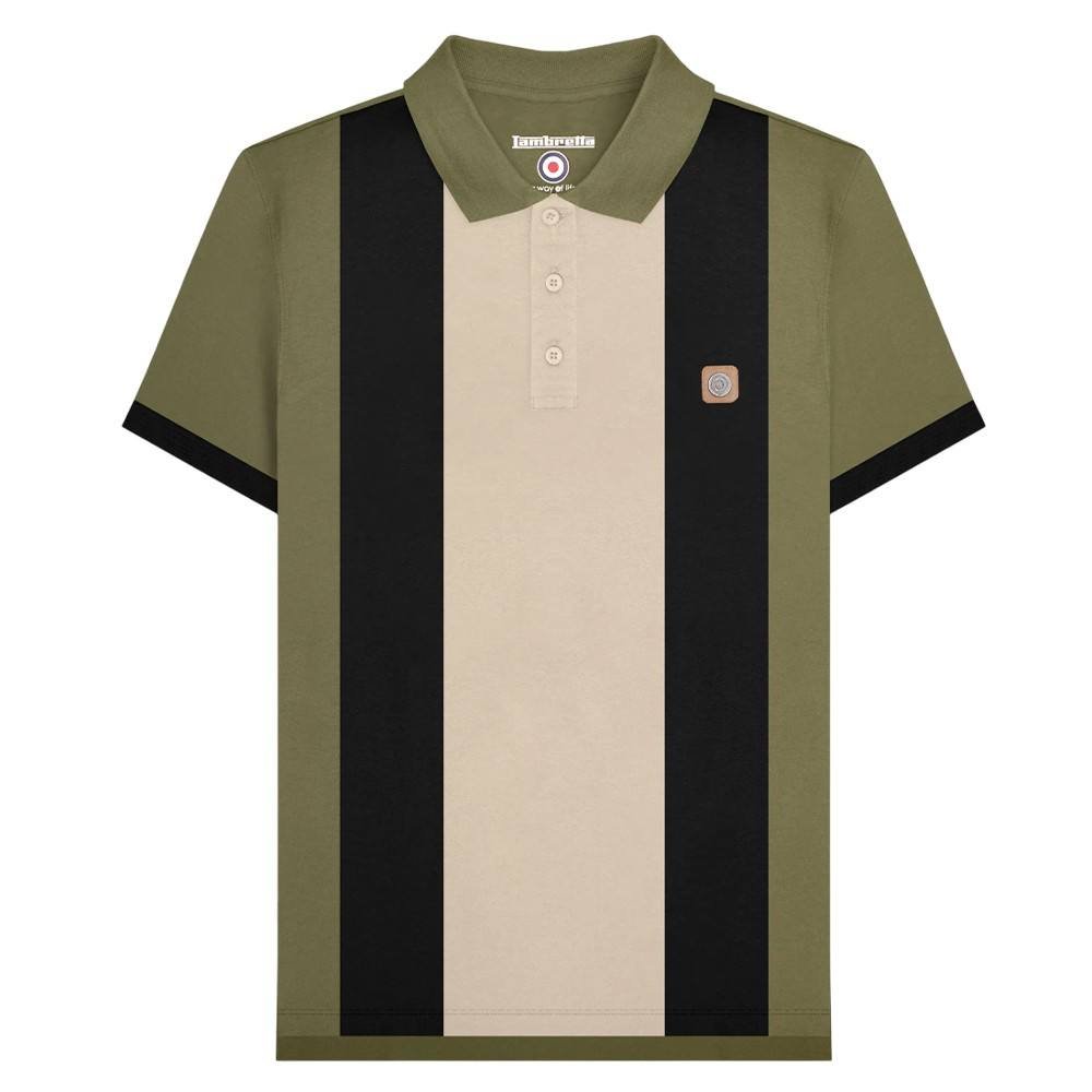 Lambretta Lambretta Men's Contrast Panel Vintage Polo Shirt in Green - 3