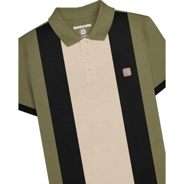 Lambretta Lambretta Men's Contrast Panel Vintage Polo Shirt in Green - 3