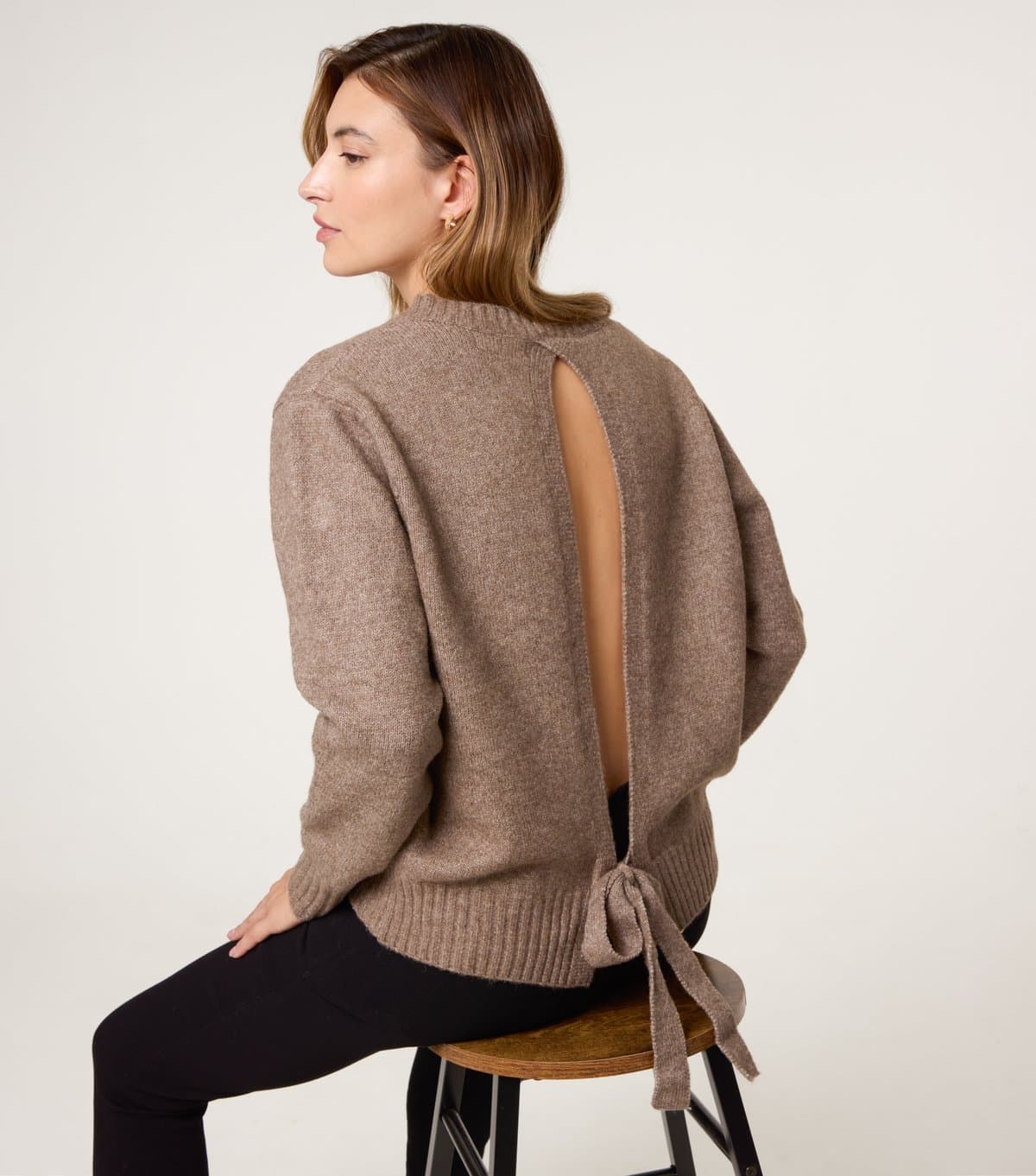 Blue Vanilla Blue Vanilla Brown Knotted Back Jumper