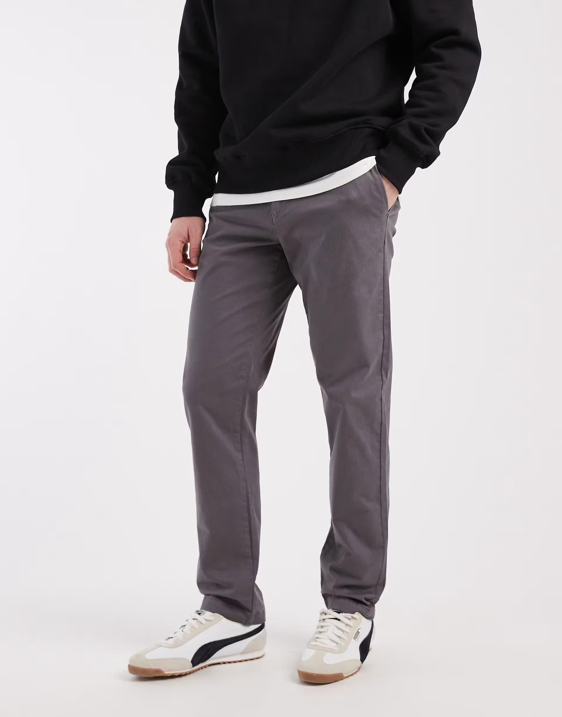 ASOS New Look slim fit chinos in charcoal