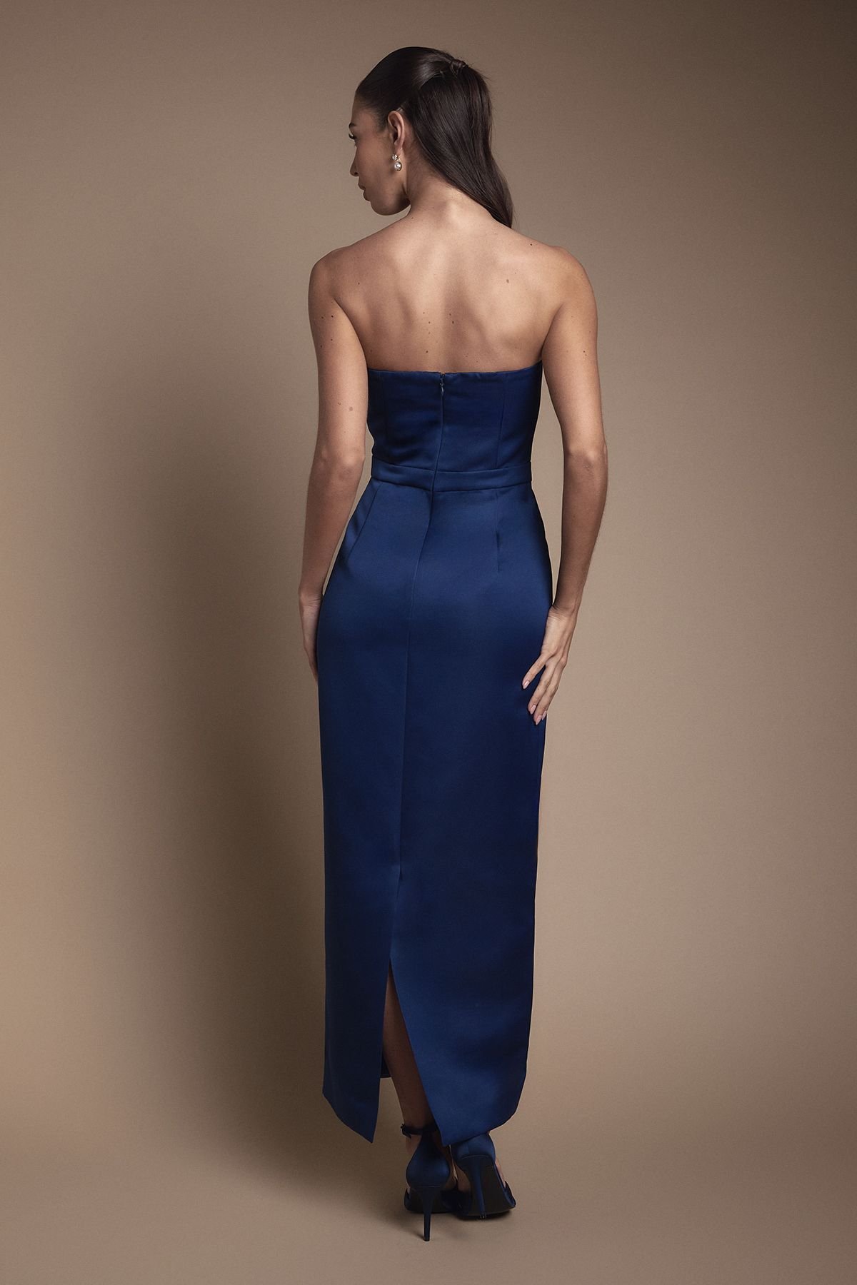 Coast Coast Women's Bandeau Bridesmaid Maxi Dress With Statement Bow in Navy - 3