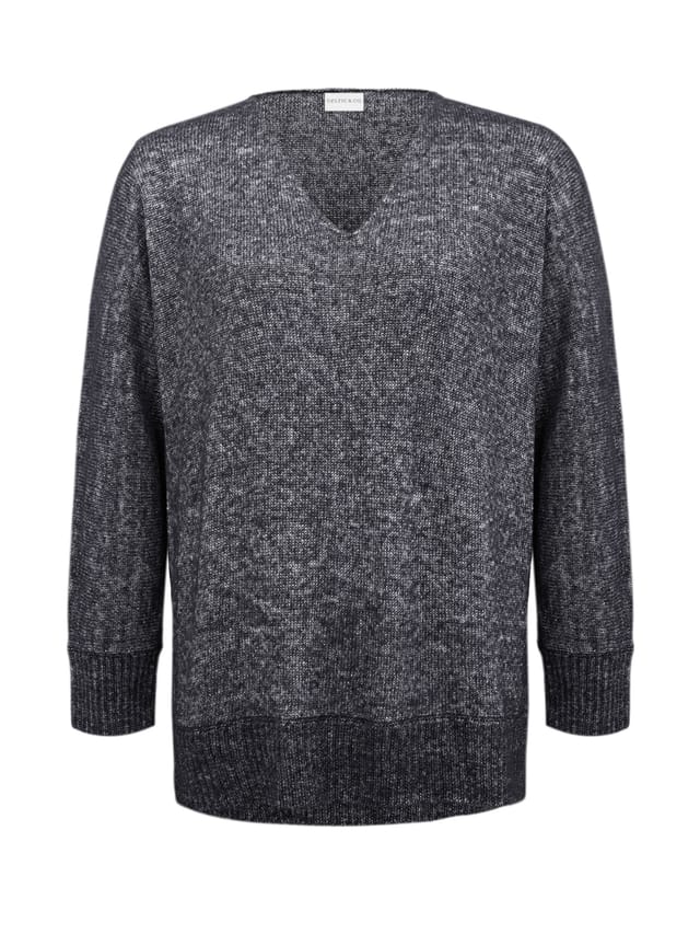 Celtic & Co Celtic & Co Women's Shimmer V Neck Jumper in Dark Grey - 2