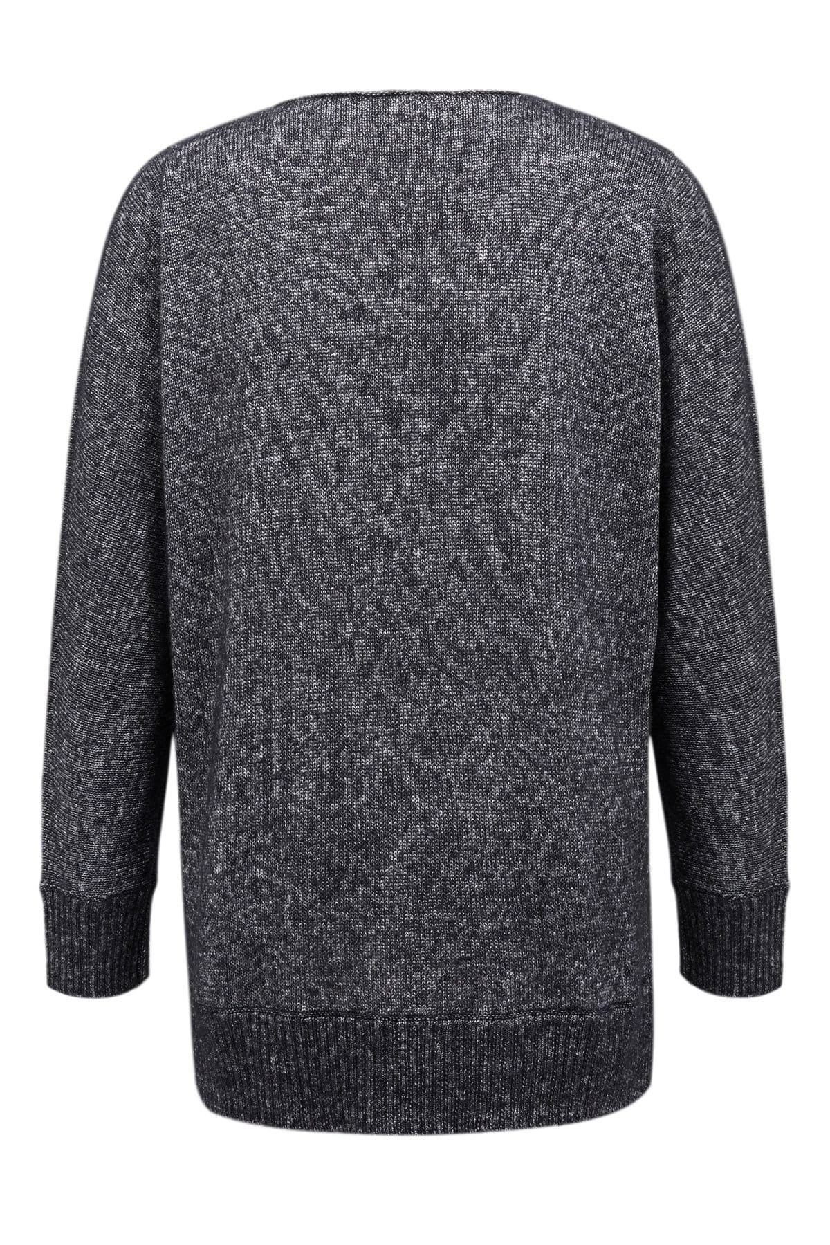 Celtic & Co Celtic & Co Women's Shimmer V Neck Jumper in Dark Grey - 4