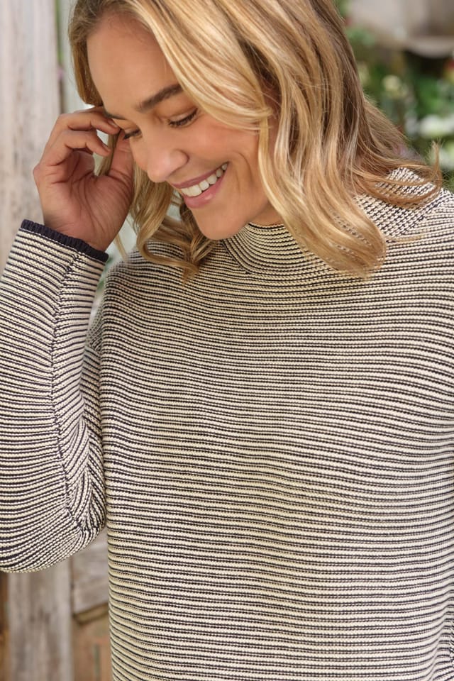 WoolOvers WoolOvers Women's Funnel Neck Mono Stitch Jumper - 2