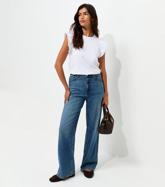 New Look Women's White Cotton Frill Sleeve Top New Look - 2