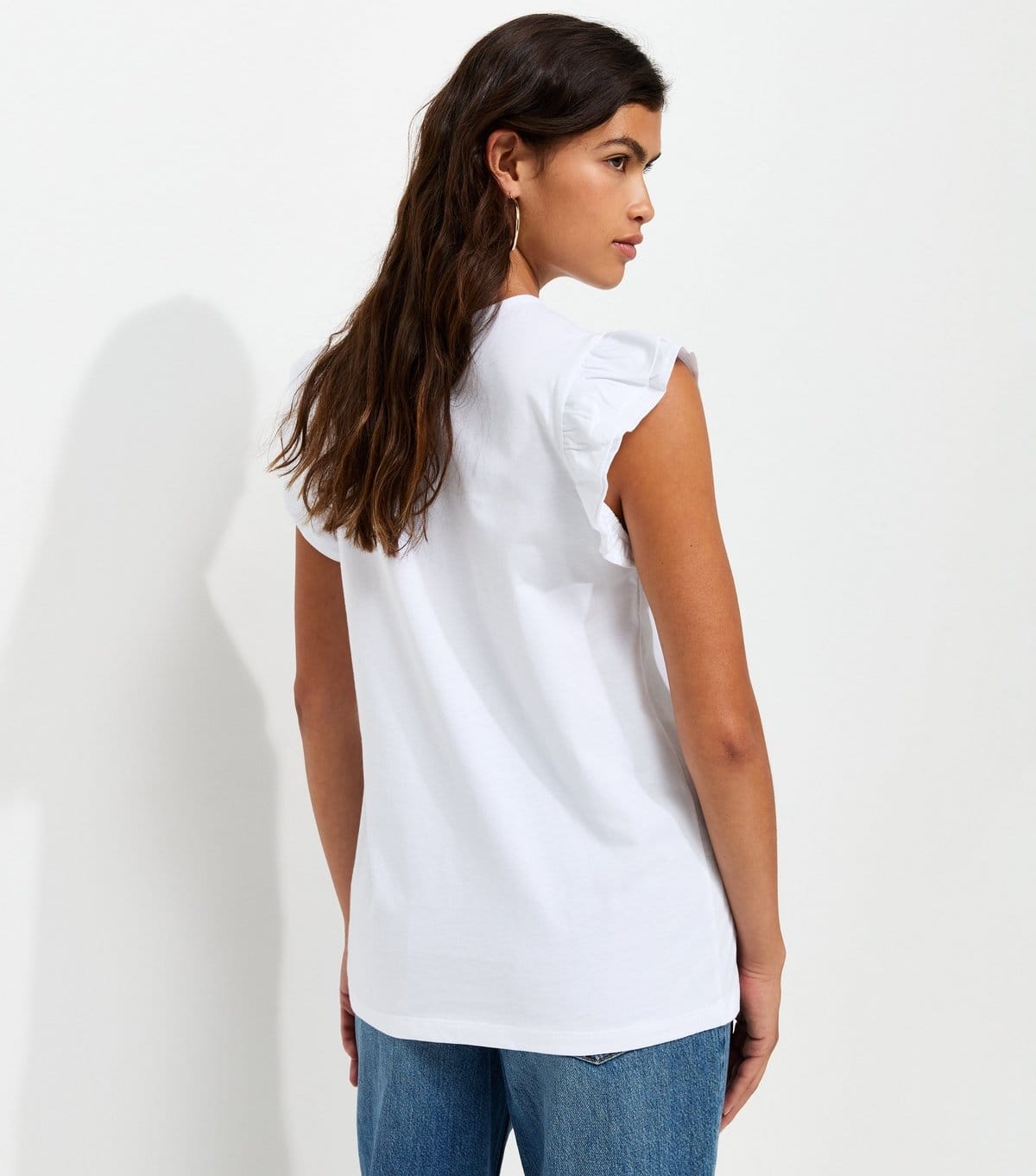 New Look Women's White Cotton Frill Sleeve Top New Look - 4