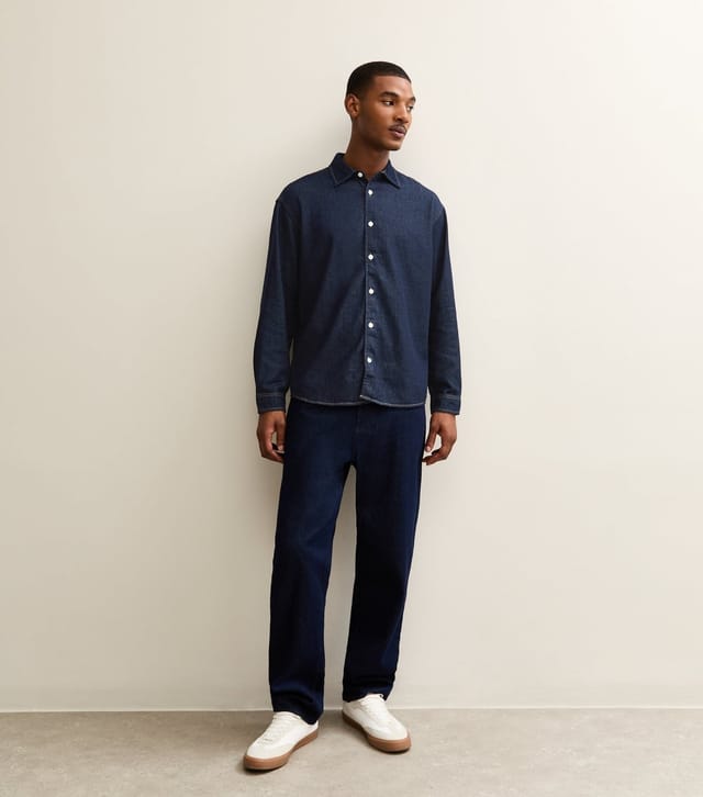 jack & jones Men's Dark Blue Regular Denim Long Sleeve Shirt Jack & Jones New Look - 3