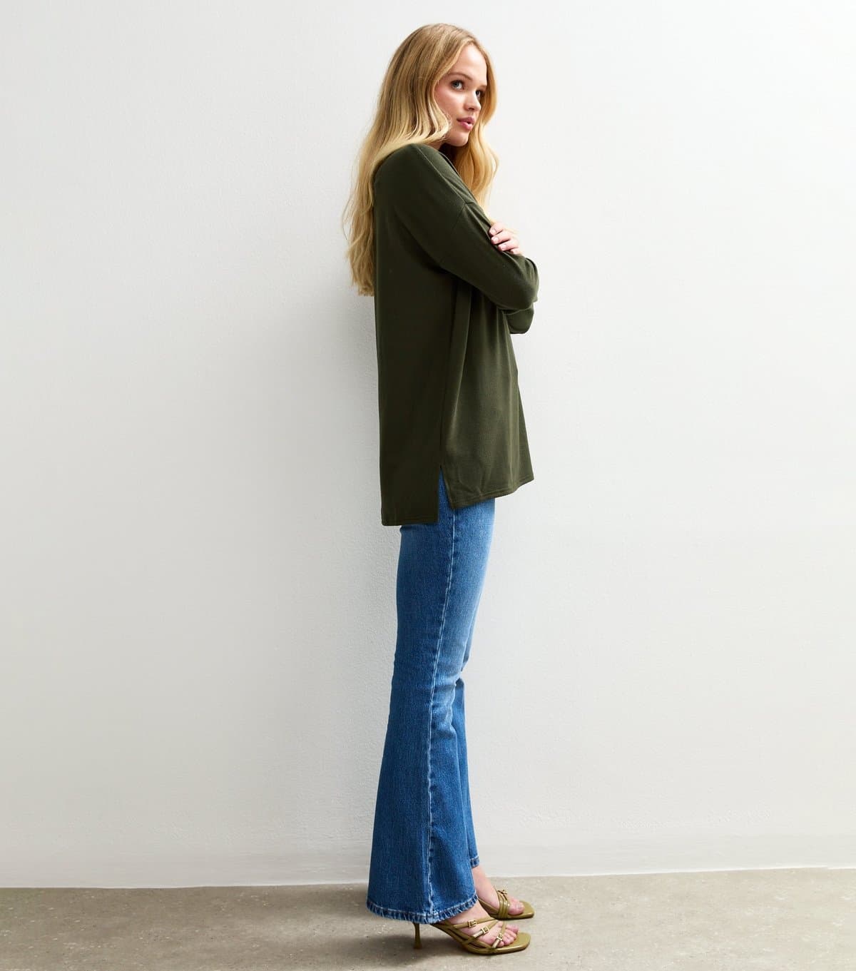 New Look Women's Khaki Soft Touch Long Sleeve Top New Look