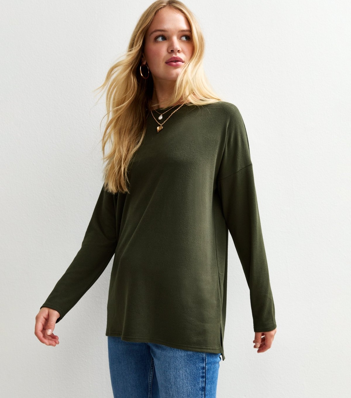 New Look Women's Khaki Soft Touch Long Sleeve Top New Look - 3