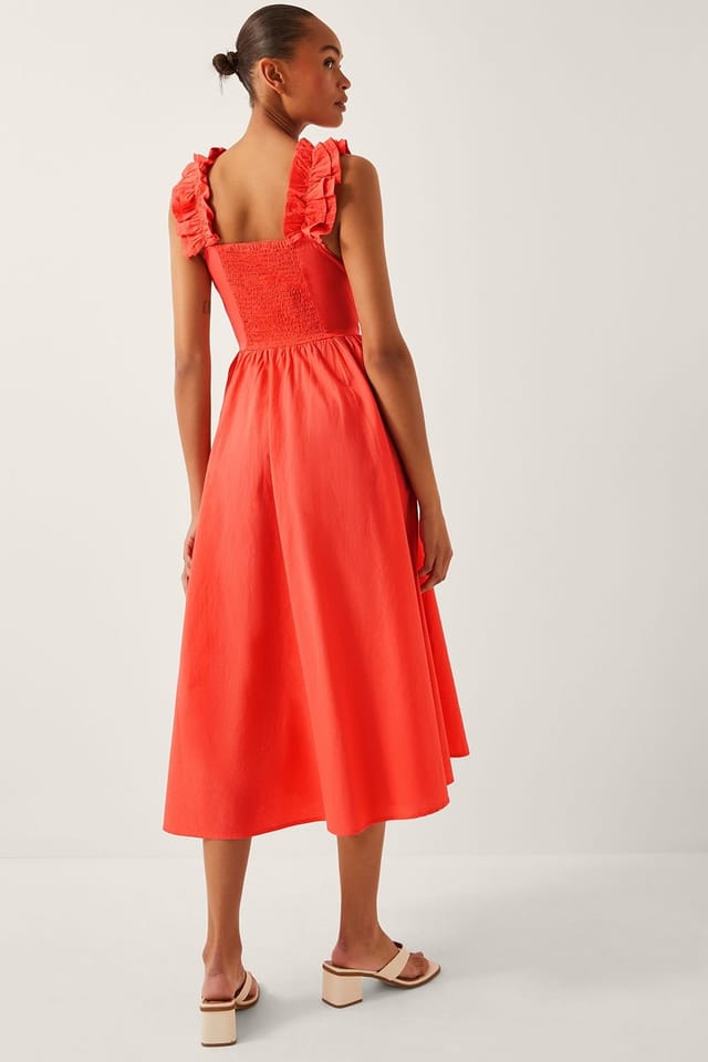 Monsoon Monsoon Women's Maria Sleeveless Ruffle Midi Dress in Orange - 2