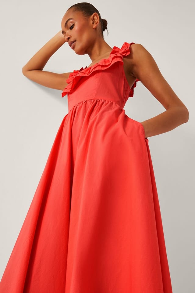 Monsoon Monsoon Women's Maria Sleeveless Ruffle Midi Dress in Orange - 3