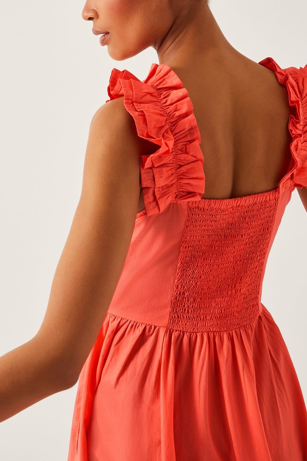 Monsoon Monsoon Women's Maria Sleeveless Ruffle Midi Dress in Orange - 4