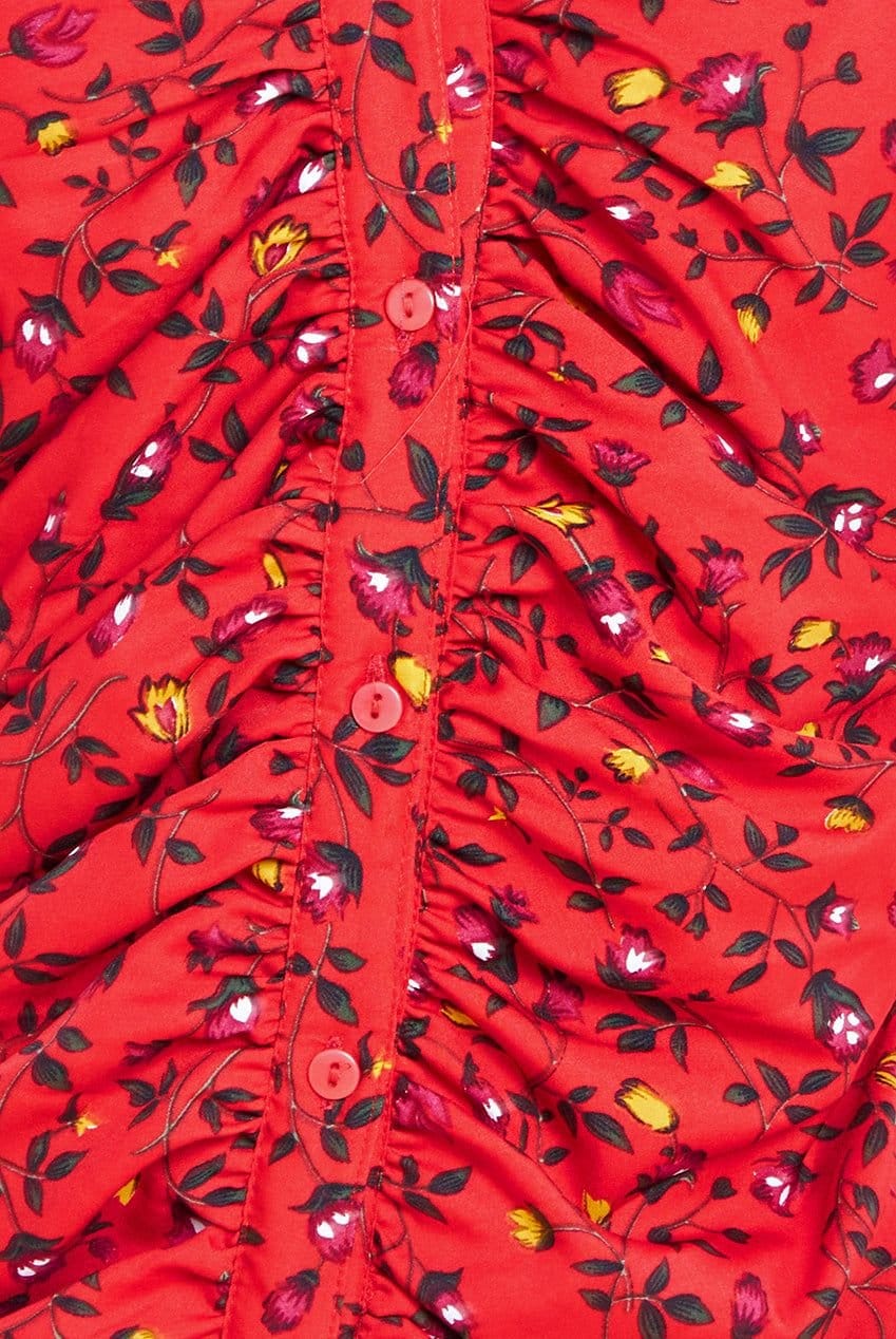City Goddess City Goddess Women's Floral Print Shirt Dress in Red - 4
