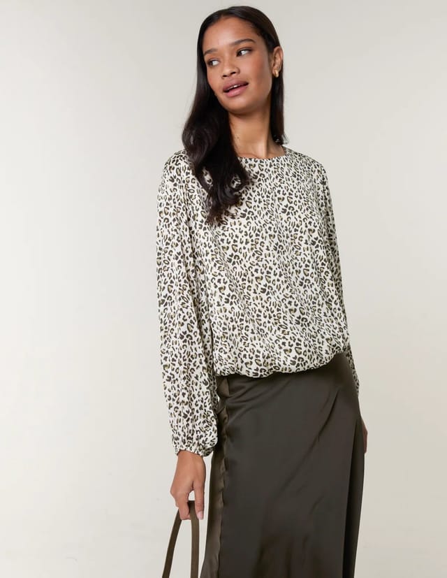 Blue Vanilla Leopard Print Elasticated Hem Blouse - 3
