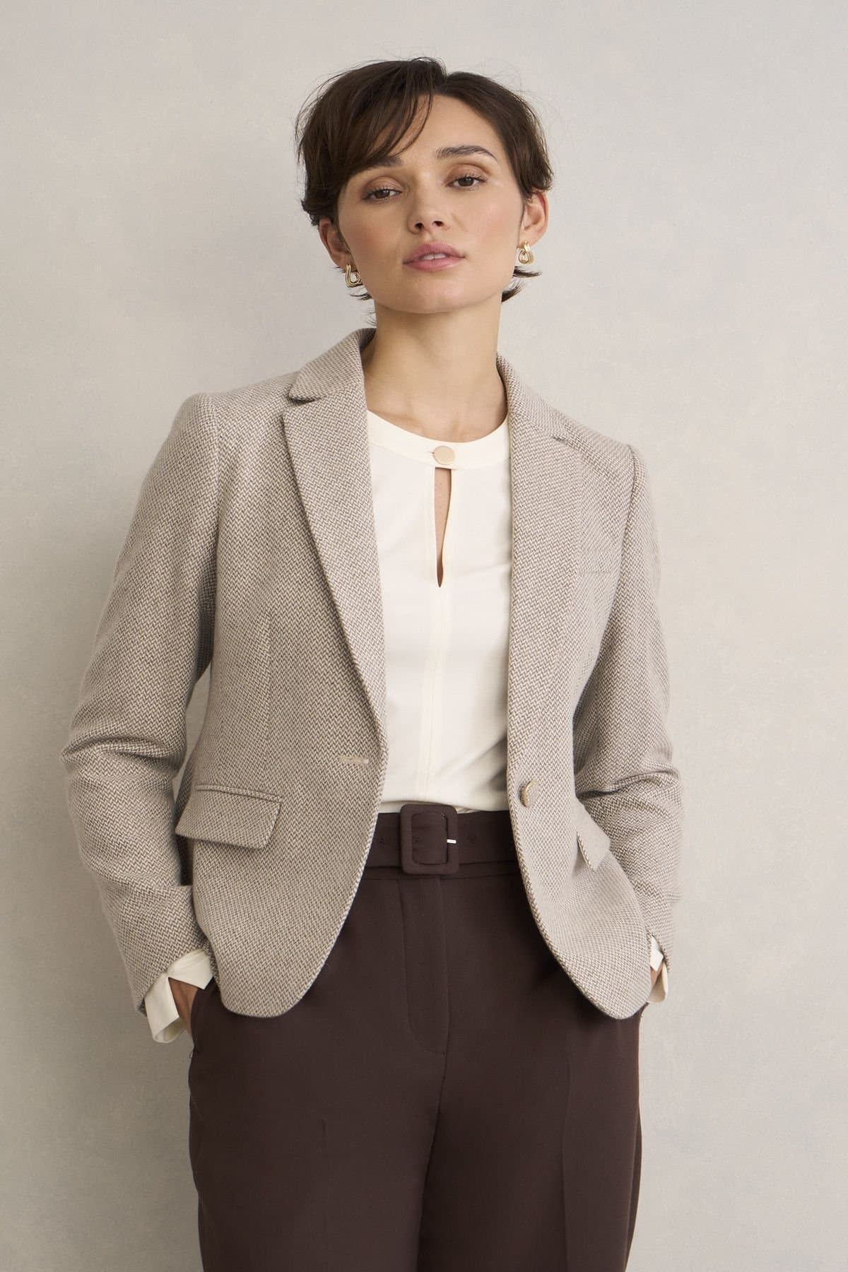 Hobbs London Hobbs London Light Beige Blazer Jacket