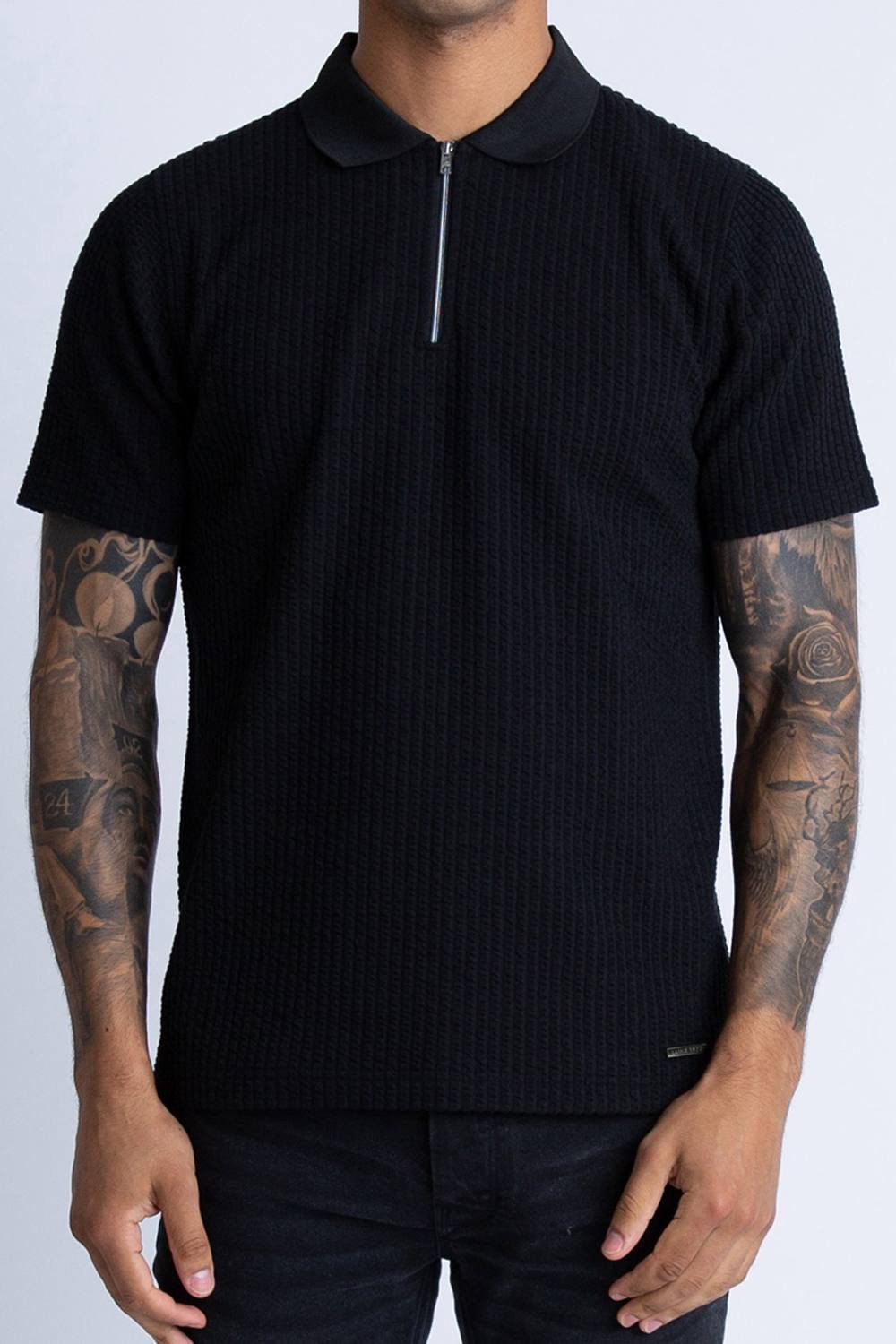 Luke 1977 Luke 1977 Men's Waffle On zip Polo in Black - 4