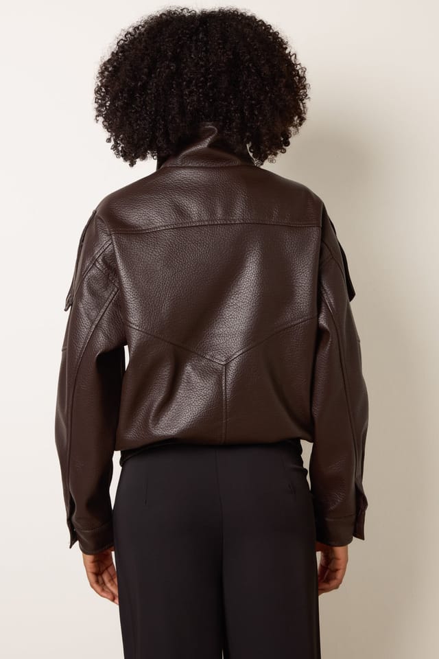 Blue Vanilla Blue Vanilla Women's Brown High Collar Faux Leather Jacket - 2