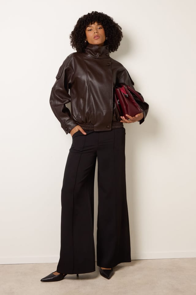 Blue Vanilla Blue Vanilla Women's Brown High Collar Faux Leather Jacket - 3
