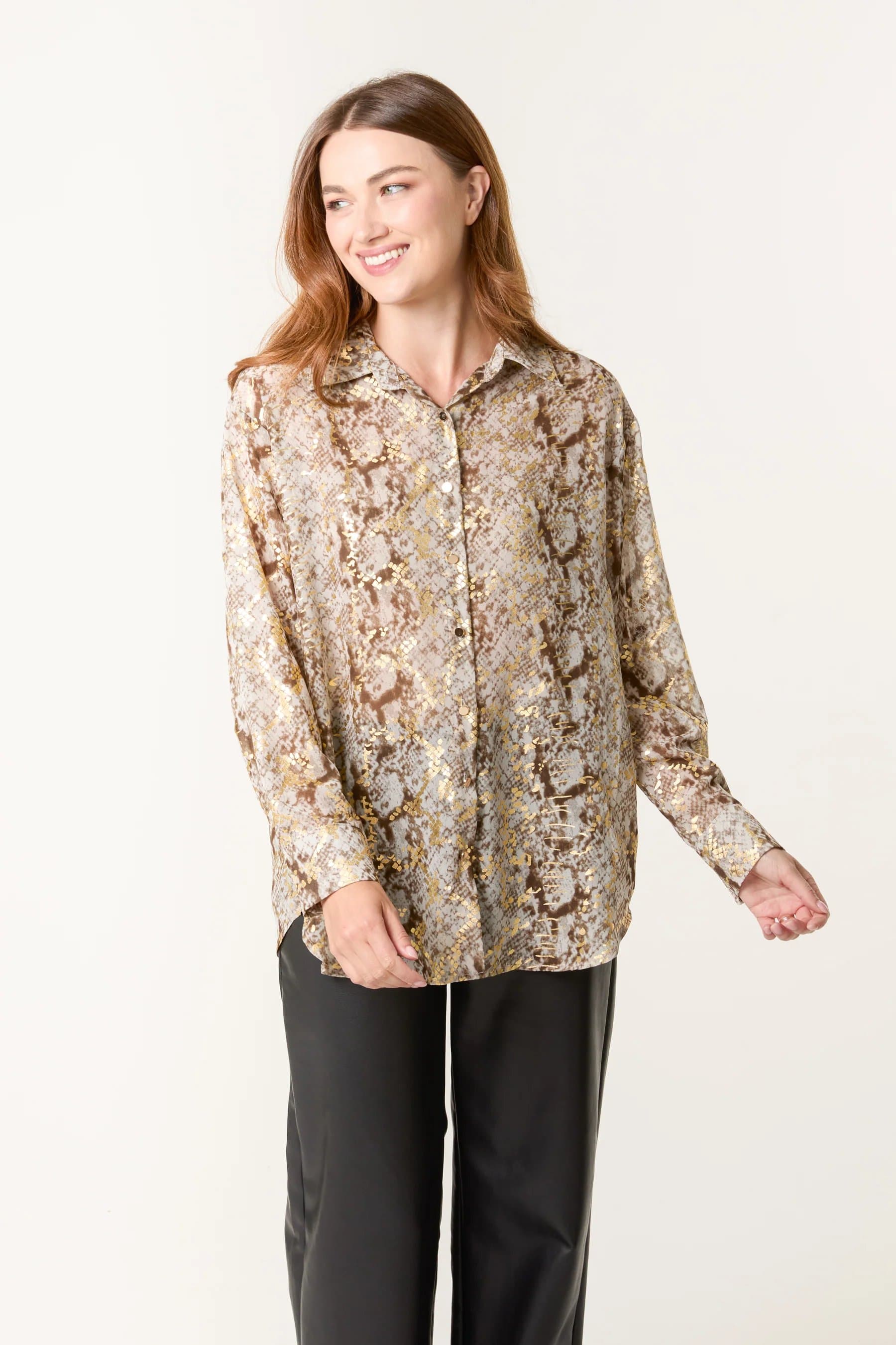 Blue Vanilla Snake Print Long Sleeve Shirt