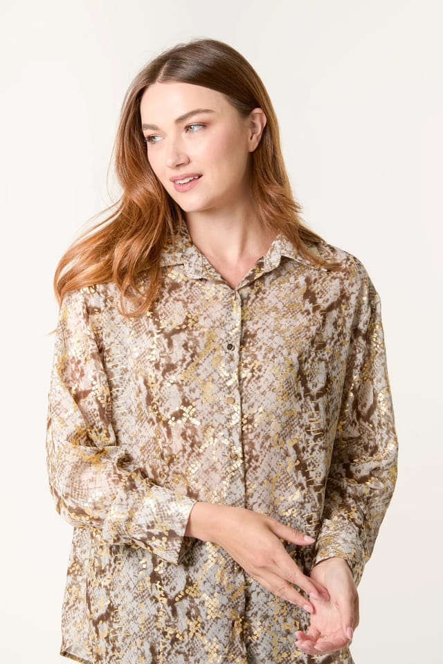 Blue Vanilla Snake Print Long Sleeve Shirt - 2