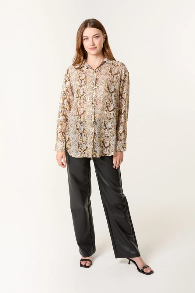 Blue Vanilla Snake Print Long Sleeve Shirt - 3