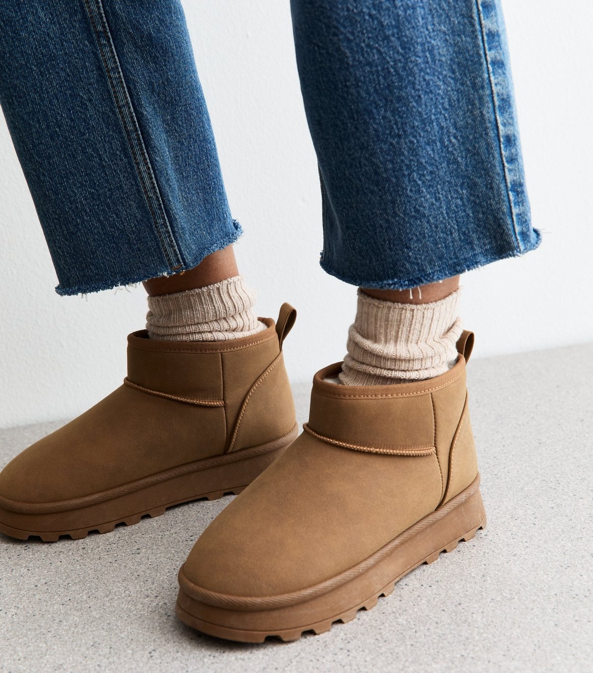 New Look Women's Tan Faux Suede Lined Ankle Boots Vegan New Look - 2