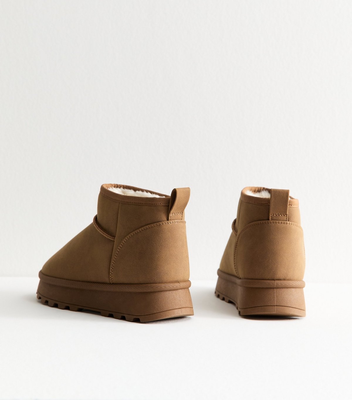 New Look Women's Tan Faux Suede Lined Ankle Boots Vegan New Look - 4