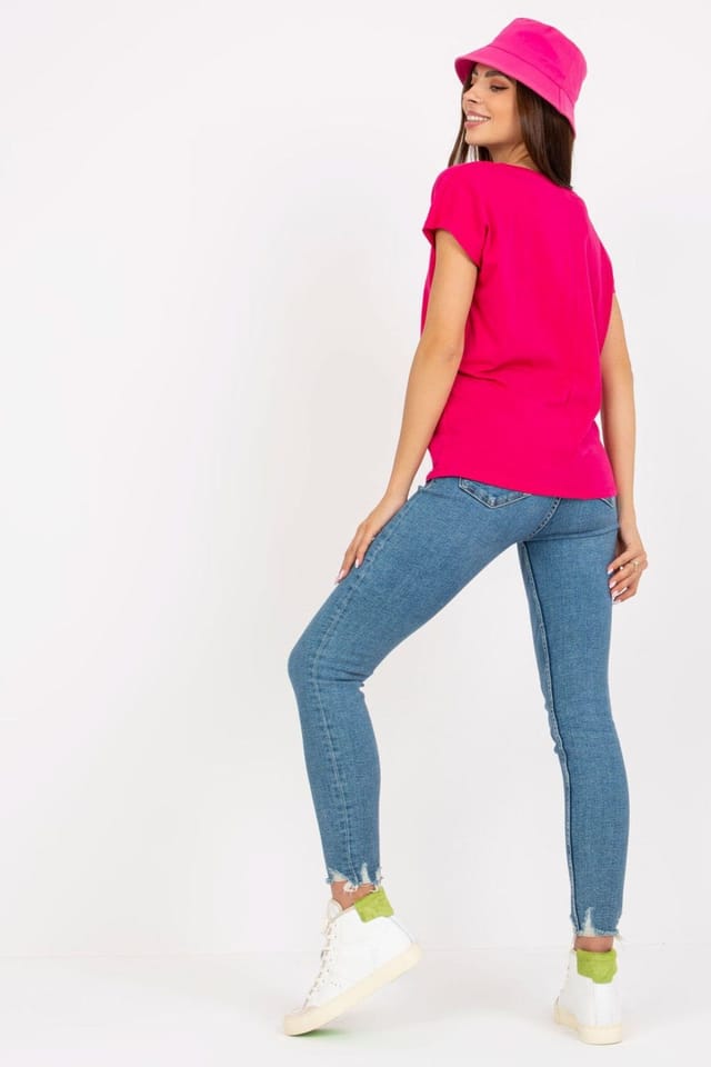 Love Lace Love Lace Women's Heart Neck Short Sleeve T-Shirt Everyday in Pink - 3
