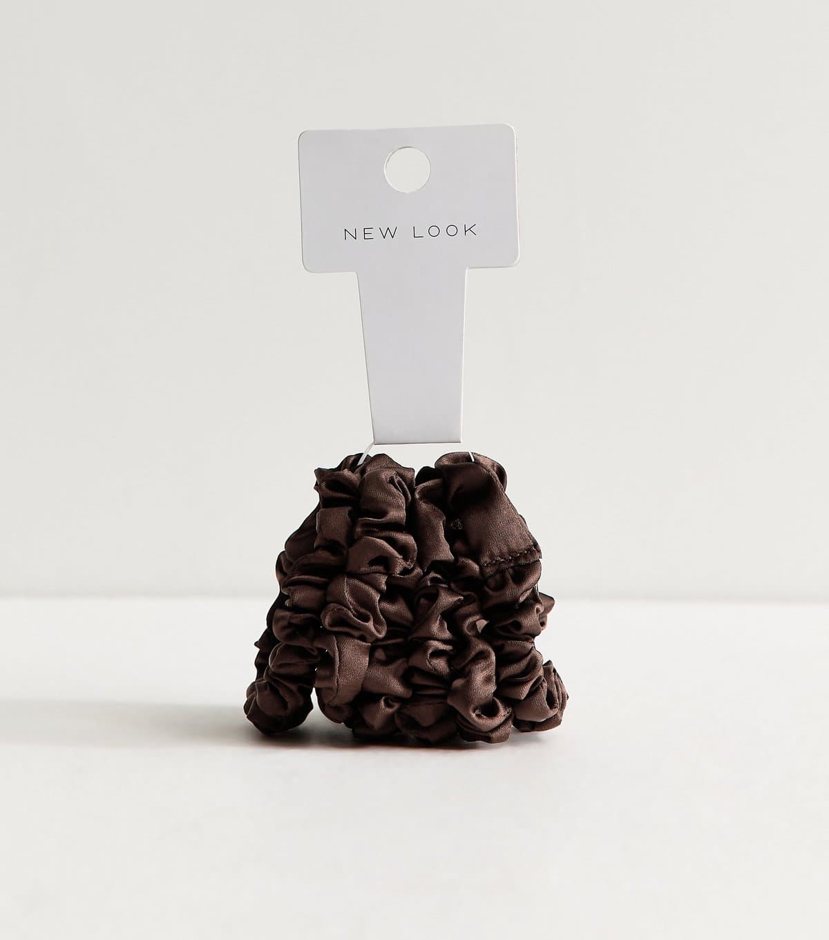 New Look Dark Brown Pack of 6 Skinny Satin Scrunchies New Look
