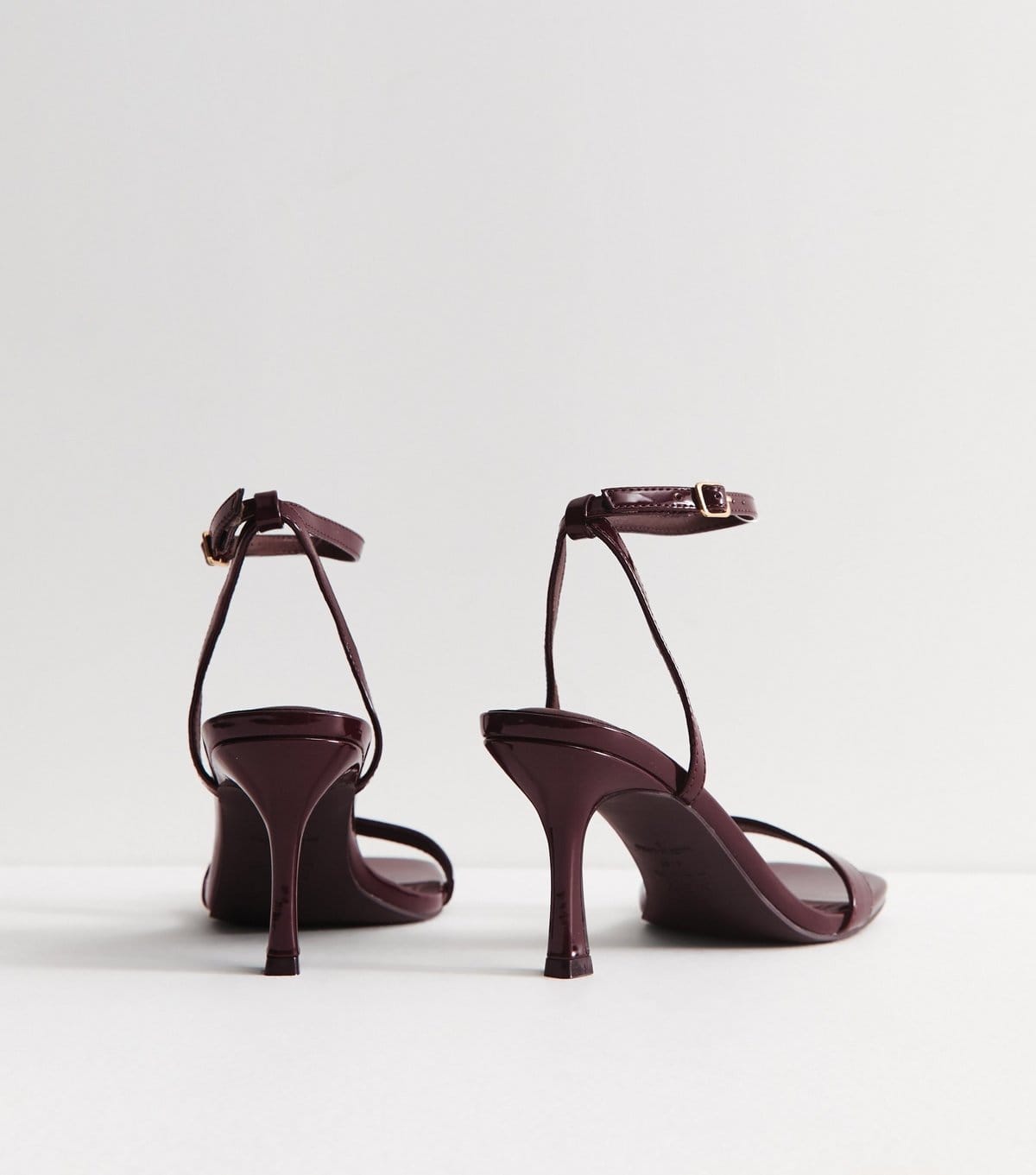 New Look Women's Dark Burgundy Paten Faux Leather Open Toe Sandals Vegan New Look - 4