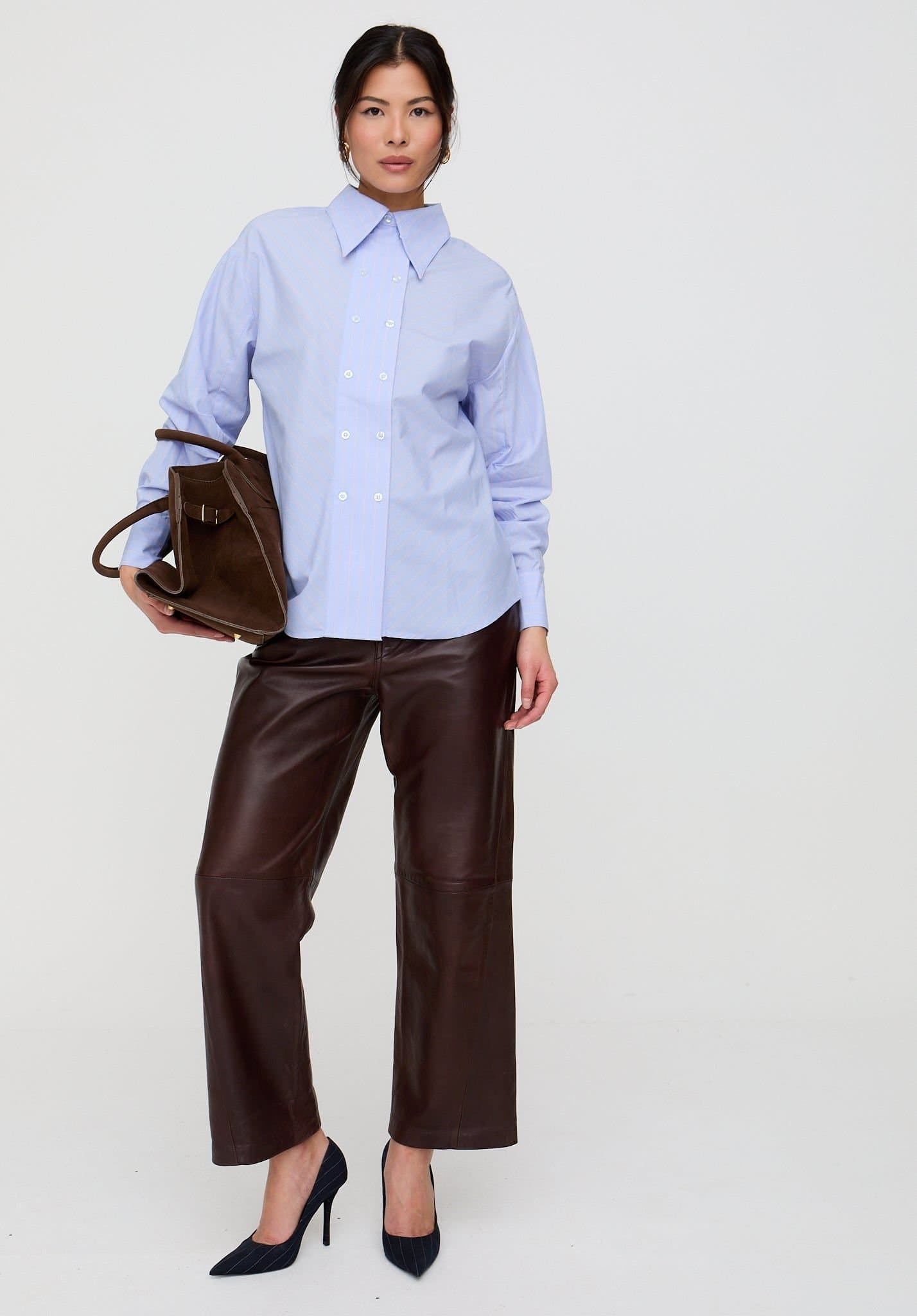 Lily and Lionel Lily and Lionel Women's Dapper Double Placket Stripe Shirt In Blue