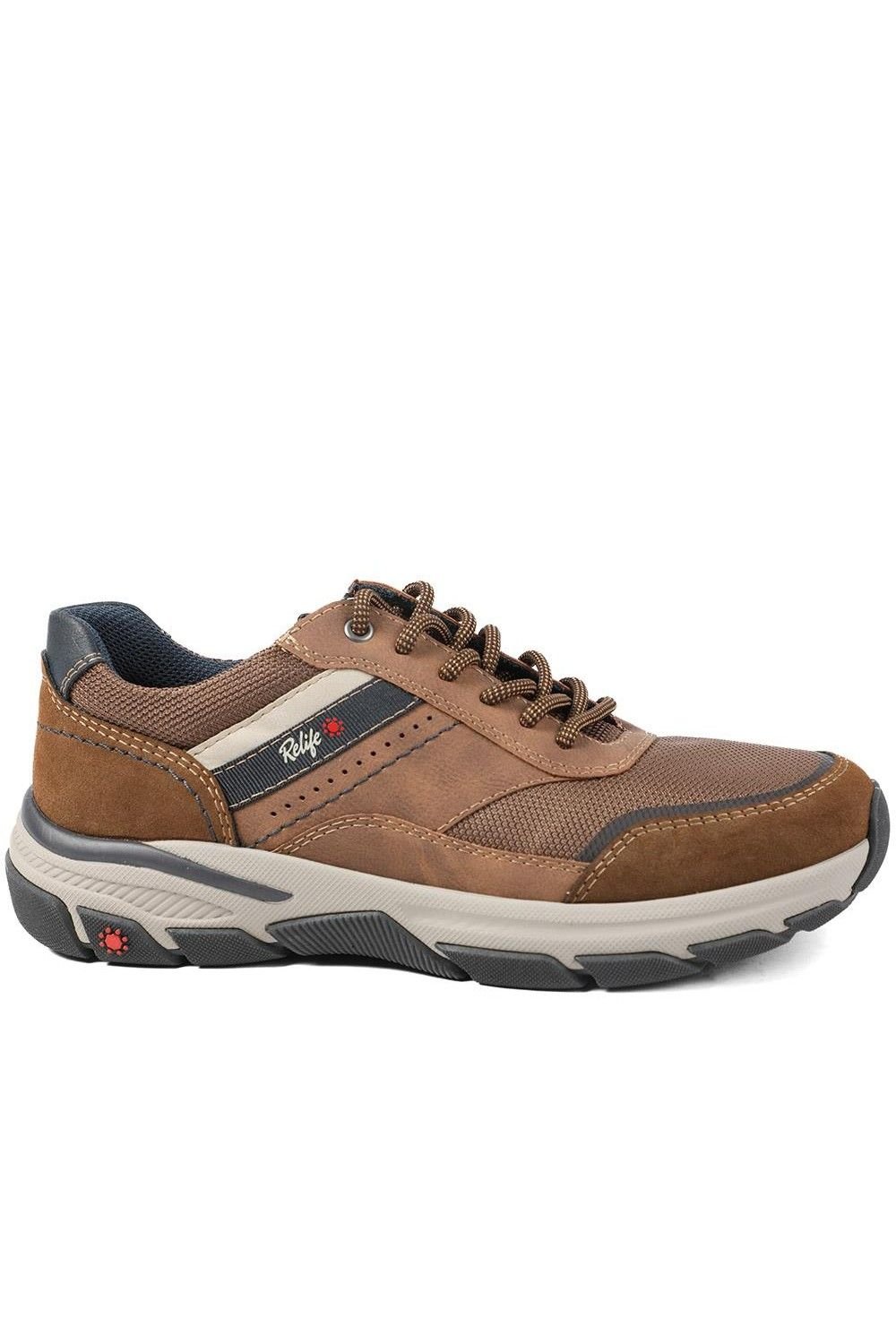 Pavers Pavers Men's Relife Extra Wide Lace Up Rugged Trainers in Brown - 2