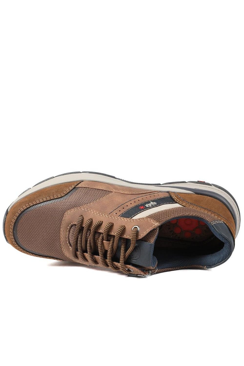 Pavers Pavers Men's Relife Extra Wide Lace Up Rugged Trainers in Brown - 4