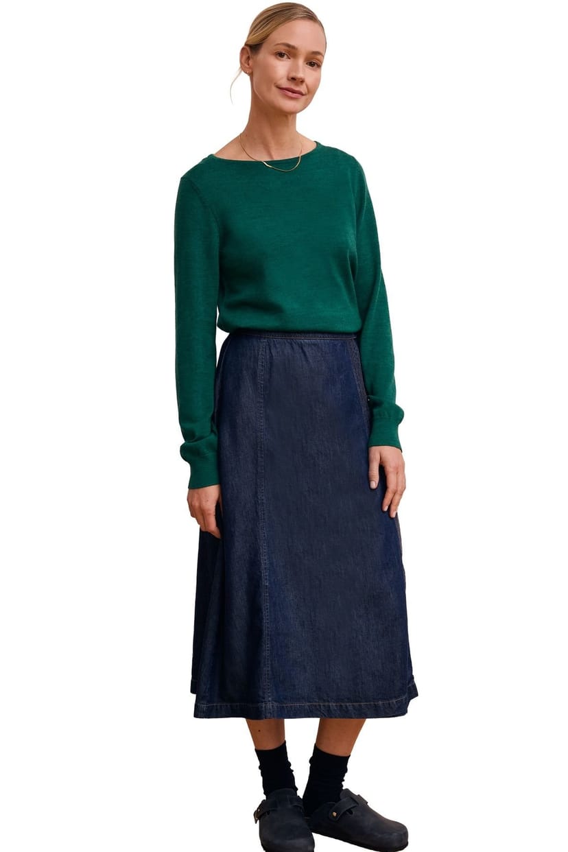 Celtic & Co Celtic & Co Women's Midi Wrap A-Line Denim Skirt in Dark Indigo - 1