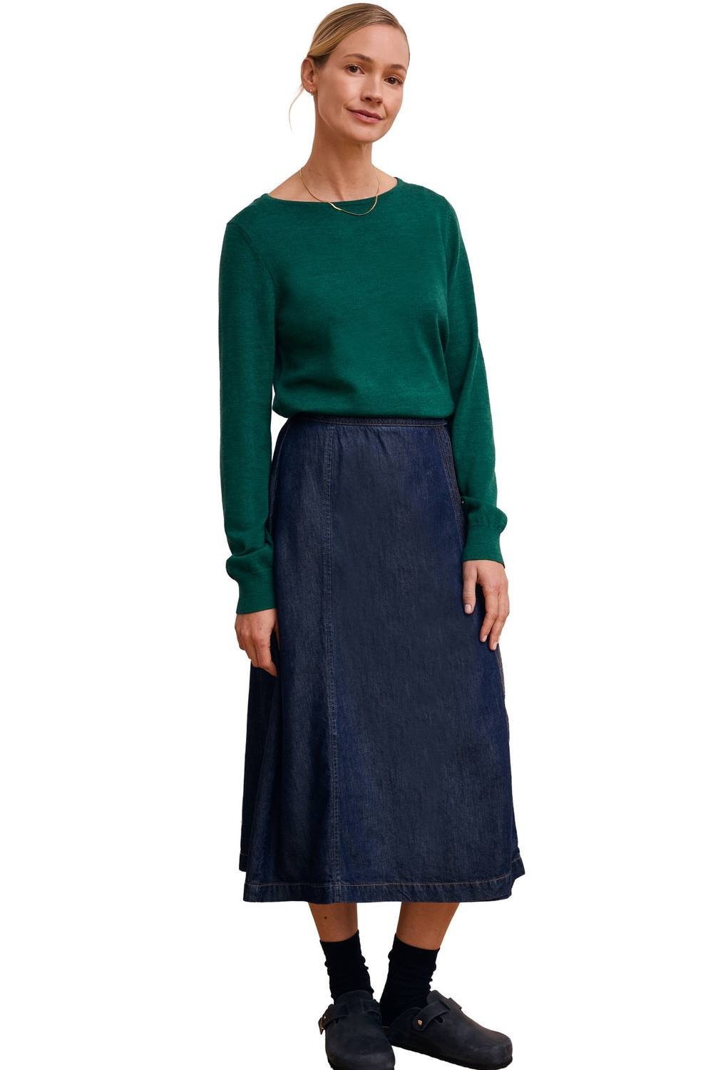 Celtic & Co Celtic & Co Women's Midi Wrap A-Line Denim Skirt in Dark Indigo - 2