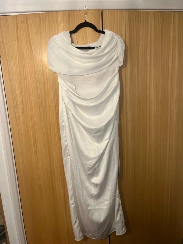 ASOS Asos satin Bardot sheer panel maxi dress size 14