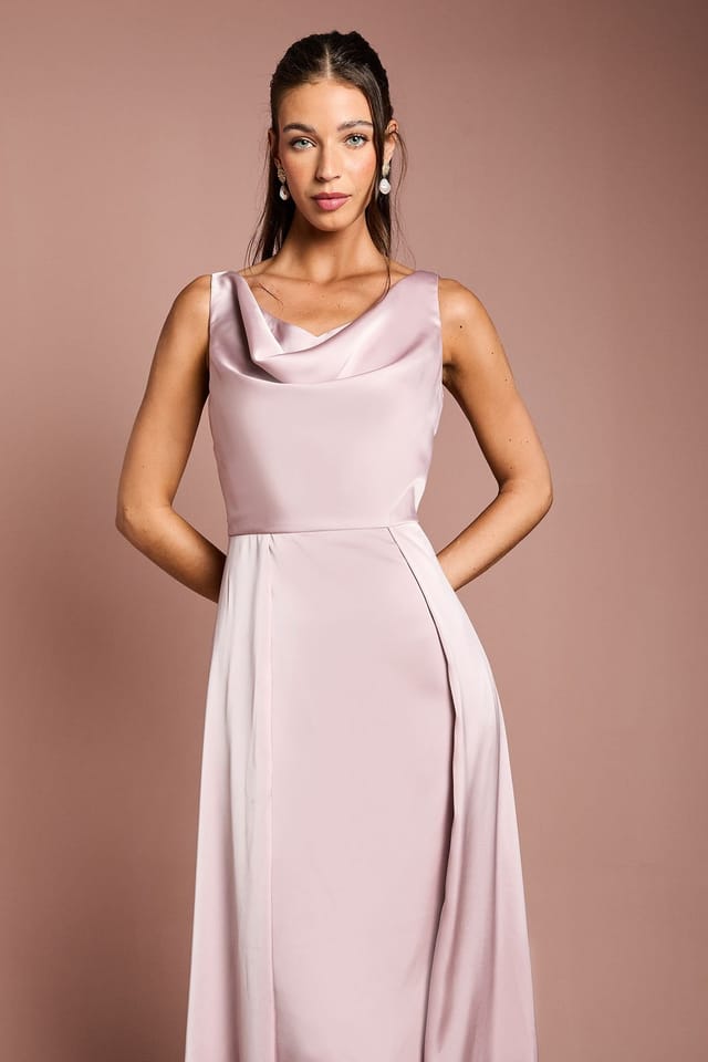 Coast Coast Women's Honoured Sleeveless Cowl Neck Satin Maxi Bridesmaid Dress in Dusty Rose - 2
