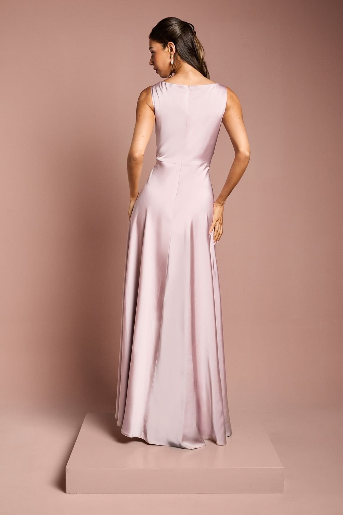 Coast Coast Women's Honoured Sleeveless Cowl Neck Satin Maxi Bridesmaid Dress in Dusty Rose - 4