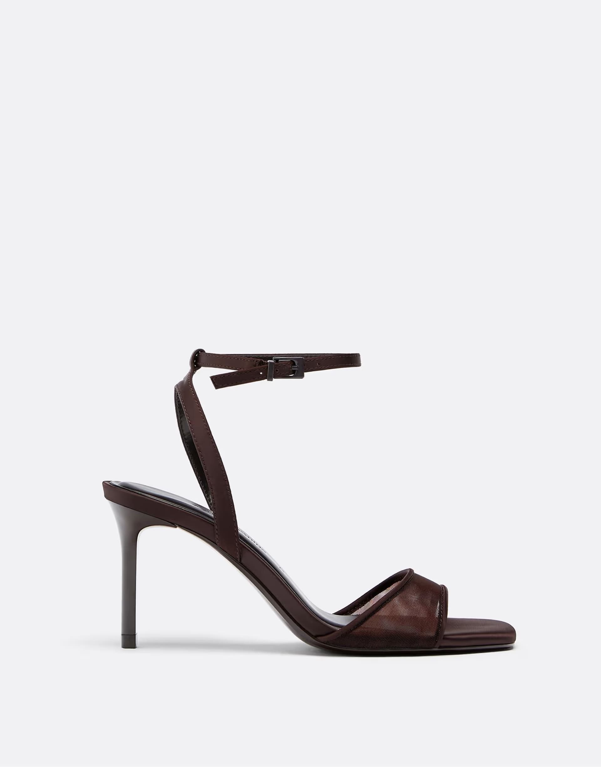 ASOS Stradivarius Stiletto heel mesh sandals in brown