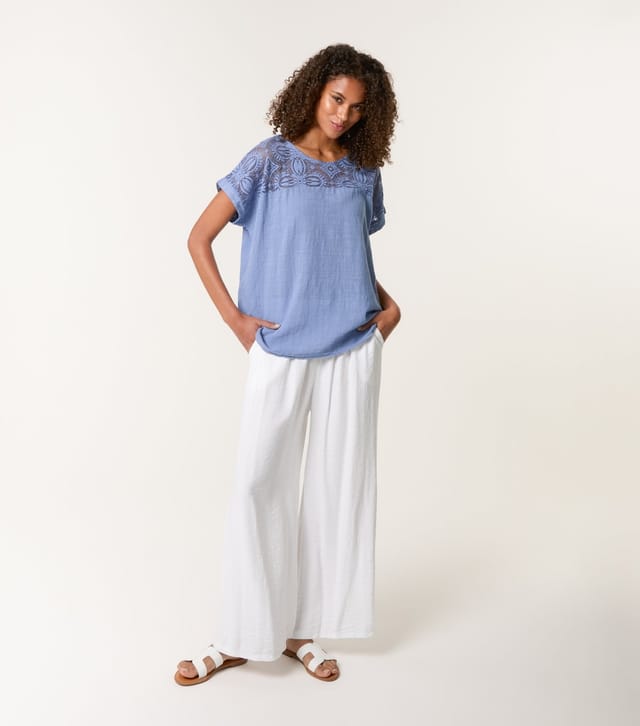 Blue Vanilla Women's Blue Lace Pattern Top Blue Vanilla New Look - 2