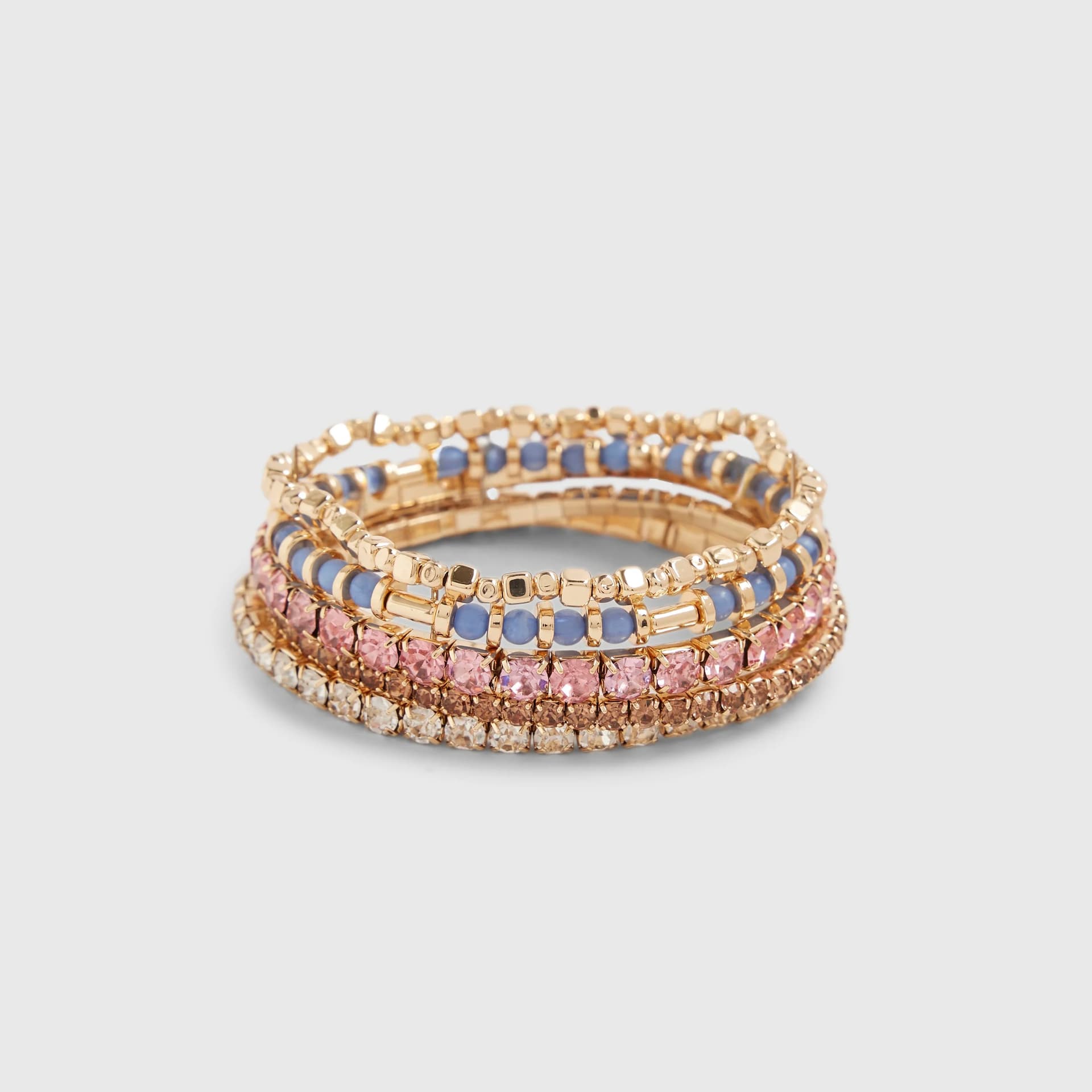 River Island River Island Womens Gold Diamante Bracelets Pack Of 5